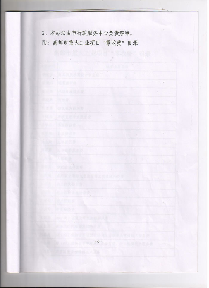 “零收费”项目文件