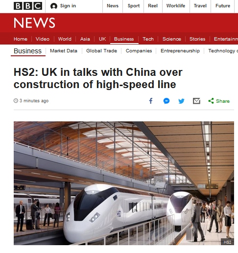 英媒：英国正与中国讨论让中国企业参与该国高铁建设